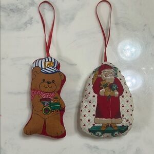 Adorable Bear Plush and Santa plush Christmas ornaments